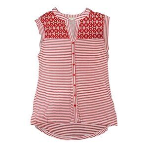 Pelione sleeveless red and white striped top Medium